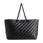 Quilted Crush Grote Tote Tas Balenciaga , Black , Dames