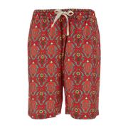 Rode Ornament Shorts Drole de Monsieur , Red , Heren