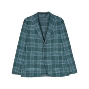 Geblokte Blazer met Knopen Tagliatore , Green , Heren