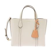 Witte Leren Tote Tas met Logo Bedel Tory Burch , White , Dames