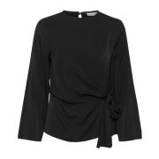 Blouse met gedrapeerd effect en knoopsluiting InWear , Black , Dames