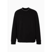 Zwarte Sweatshirt met Ribdetails Emporio Armani , Black , Heren