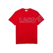 Heren T-shirt van 100% katoen Lacoste , Red , Heren