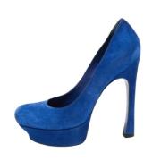 Pre-owned Suede heels Yves Saint Laurent Vintage , Blue , Dames