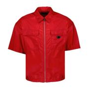 Klassiek kortmouw Re-Nylon overhemd Prada , Red , Heren