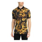 Abstract Waterverf Polo Shirt Versace Jeans Couture , Black , Heren