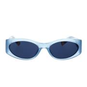 Transparante blauwe ovale zonnebril met marineblauwe lenzen Jacquemus ...