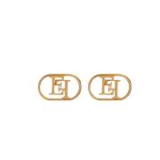Gouden Logo Oorbellen met Ovaal Design Elisabetta Franchi , Yellow , D...