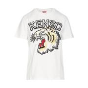 Premium Katoenen T-shirt met Zacht Jersey Kenzo , White , Dames