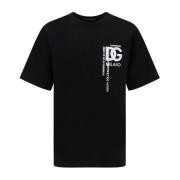 Katoenen heren T-shirt met logo detail Dolce & Gabbana , Black , Heren
