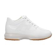 Witte Leren Sneakers met Geperforeerde Zijkant Hogan , White , Dames