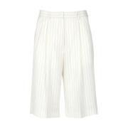 Witte shorts met hoge taille en plooien Msgm , White , Dames