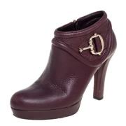 Pre-owned Leather boots Gucci Vintage , Purple , Dames