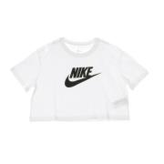 Iconische Crop T-shirt Wit/Zwart Nike , White , Dames