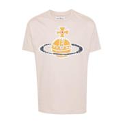 Beige Katoenen T-shirt met Handtekening Orb Print Vivienne Westwood , ...