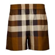 Vintage Check Zijden Shorts Burberry , Brown , Dames