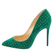 Pre-owned Suede heels Christian Louboutin Pre-owned , Green , Dames