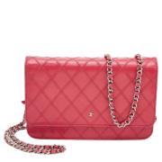 Pre-owned Leather clutches Chanel Vintage , Pink , Dames