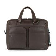 Donkerbruine Leren Laptoptas Piquadro , Brown , Heren