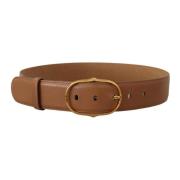 Luxe Leren Riem met Gouden Ovaal Gesp Dolce & Gabbana , Brown , Dames