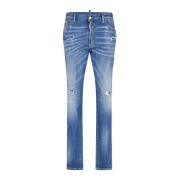 Vintage Slim Fit Stretch Denim Jeans Dsquared2 , Blue , Heren