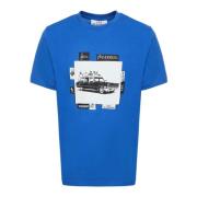 Blauw Katoenen T-shirt met Voorprint A.p.c. , Blue , Heren