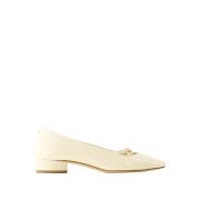 Beige-Creamy Patent Leren Ballerina aeyde , Beige , Dames