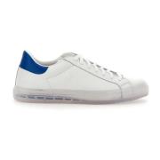 Witte Leren Sneakers met Turquoise Hiel Kiton , White , Heren