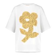 T-shirt met bloemenprint Marni , White , Dames