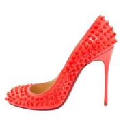 Pre-owned Leather heels Christian Louboutin Pre-owned , Orange , Dames