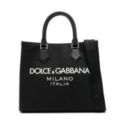 Schoudertas met canvas en leren afwerking Dolce & Gabbana , Black , He...