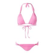 Roze Halternek Bikini Top met Gouden Trims Melissa Odabash , Pink , Da...