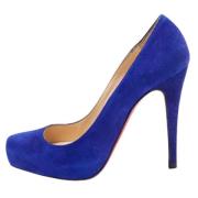 Pre-owned Suede heels Christian Louboutin Pre-owned , Blue , Dames