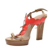 Pre-owned Leather sandals Sergio Rossi Pre-owned , Orange , Dames