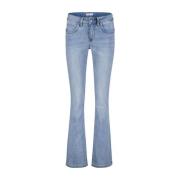 Boot-cut Flared Leg Jeans Red Button , Blue , Dames