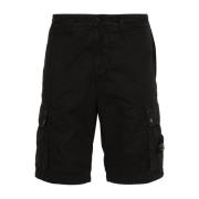 Zwarte Shorts met Schuine Zakken Stone Island , Black , Heren