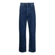 Blauwe Denim Jeans met Contraststiksels Carhartt Wip , Blue , Heren
