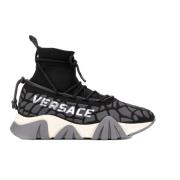 Zwarte Squalo Veterschoenen voor Heren Versace , Black , Heren