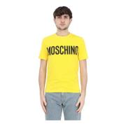 Gele Logo Print T-shirt Moschino , Yellow , Heren