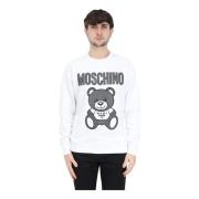 Witte Katoenen Teddy Mesh Trui Moschino , White , Heren