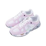 Trendy Leren en Canvas Baskets Premiata , Pink , Dames