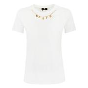 Katoenen Dames T-shirt met Metalen Ketting Elisabetta Franchi , White ...