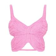 Roze Mouwloze Butterfly Top Blumarine , Pink , Dames