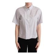 Polkadot katoenen shirt met logo-details Dolce & Gabbana , White , Dam...