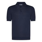 Blauwe T-shirt en Polo met Franse Kraag Malo , Blue , Heren