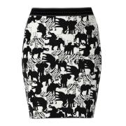 Minirok met zebra- en olifantendecoratie Marc Cain , Black , Dames