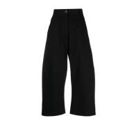 Zwarte Wide Crop Broek Studio Nicholson , Black , Dames