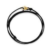 Black Wrap-Around String Bracelet with Sterling Silver Gold Plated Loc...