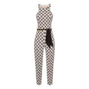 Jumpsuit met logo print en ketting accessoire Elisabetta Franchi , Bei...