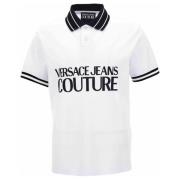 Logo R Katoenen Piquet Polo T-Shirt Versace Jeans Couture , White , He...